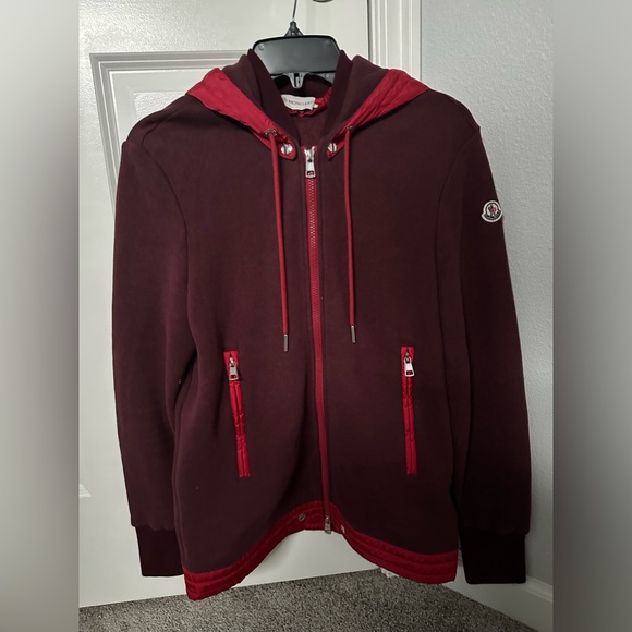 Moncler Man zip up hoodie! Beautiful burgundy color. - Picture 3 of 11